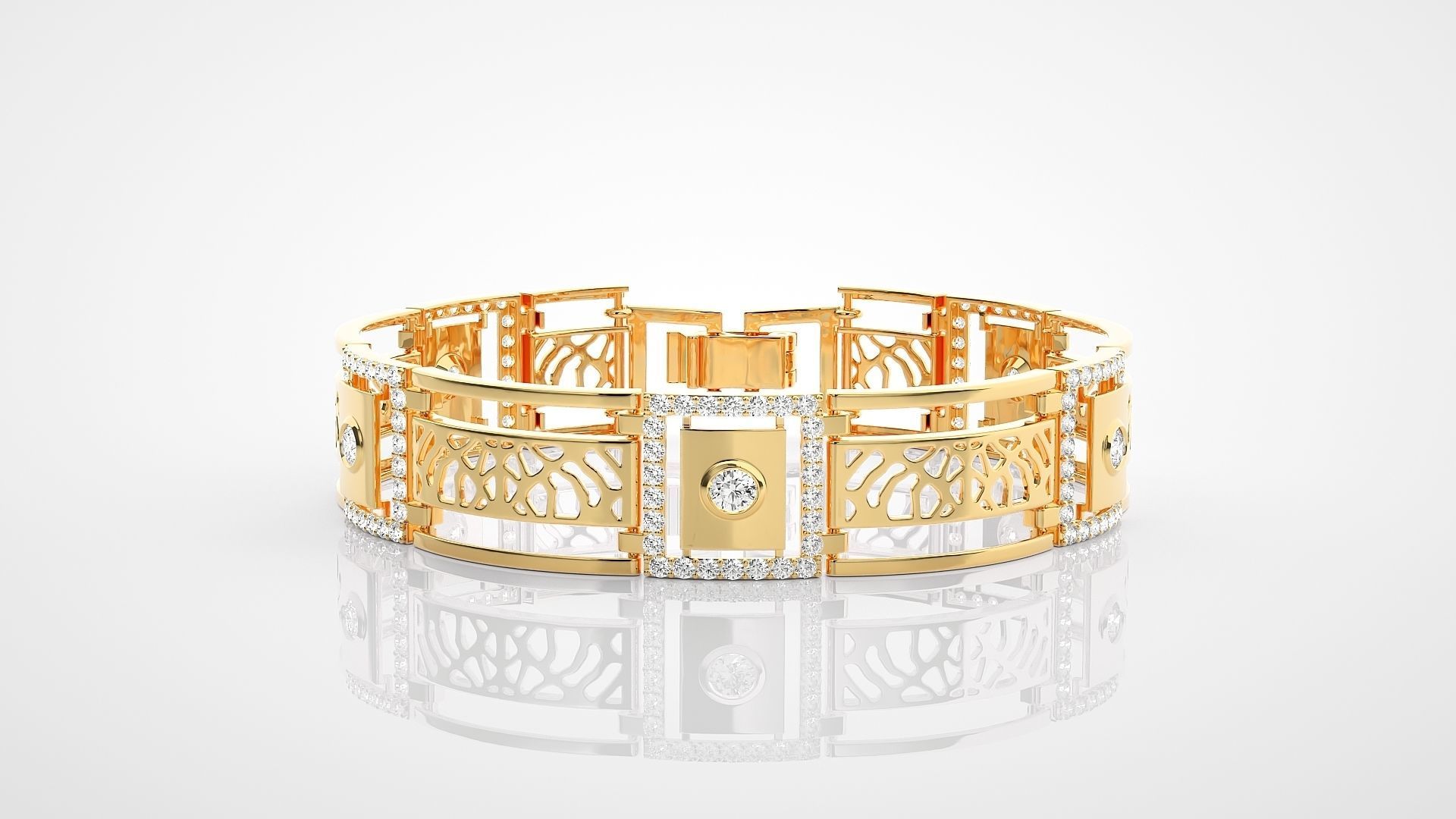 Solitaire Mesh High Jewelry Diamond Bracelet 3dm stl renders 3D print model_18