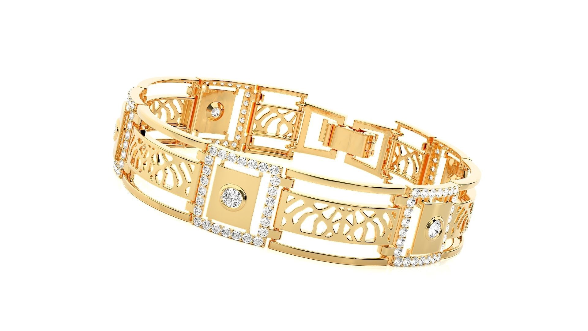 Solitaire Mesh High Jewelry Diamond Bracelet 3dm stl renders 3D print model_2