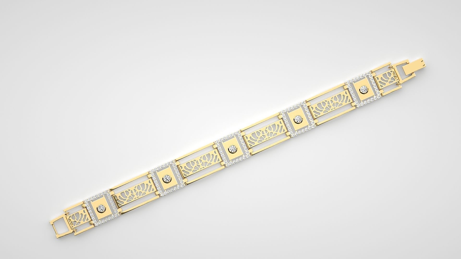 Solitaire Mesh High Jewelry Diamond Bracelet 3dm stl renders 3D print model_14