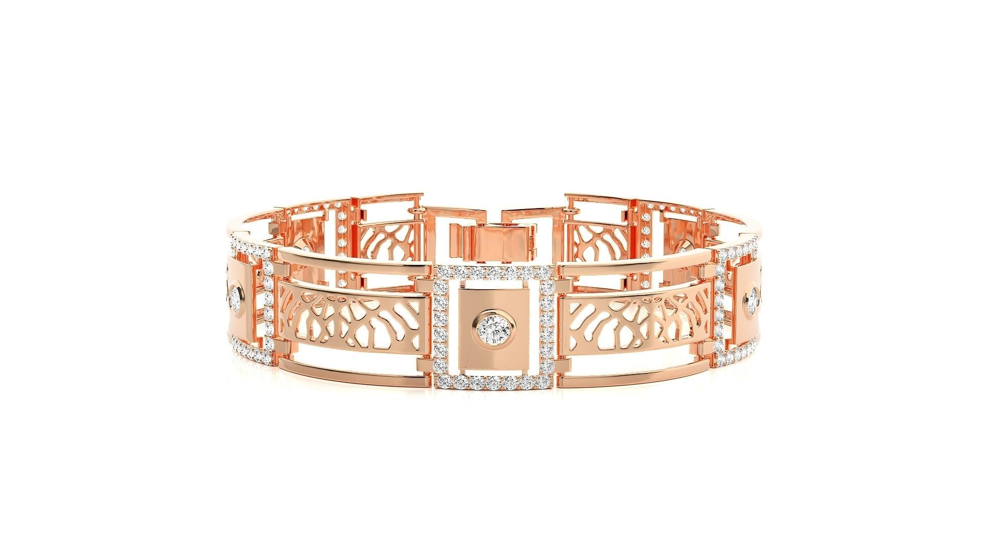 Solitaire Mesh High Jewelry Diamond Bracelet 3dm stl renders 3D print model_8