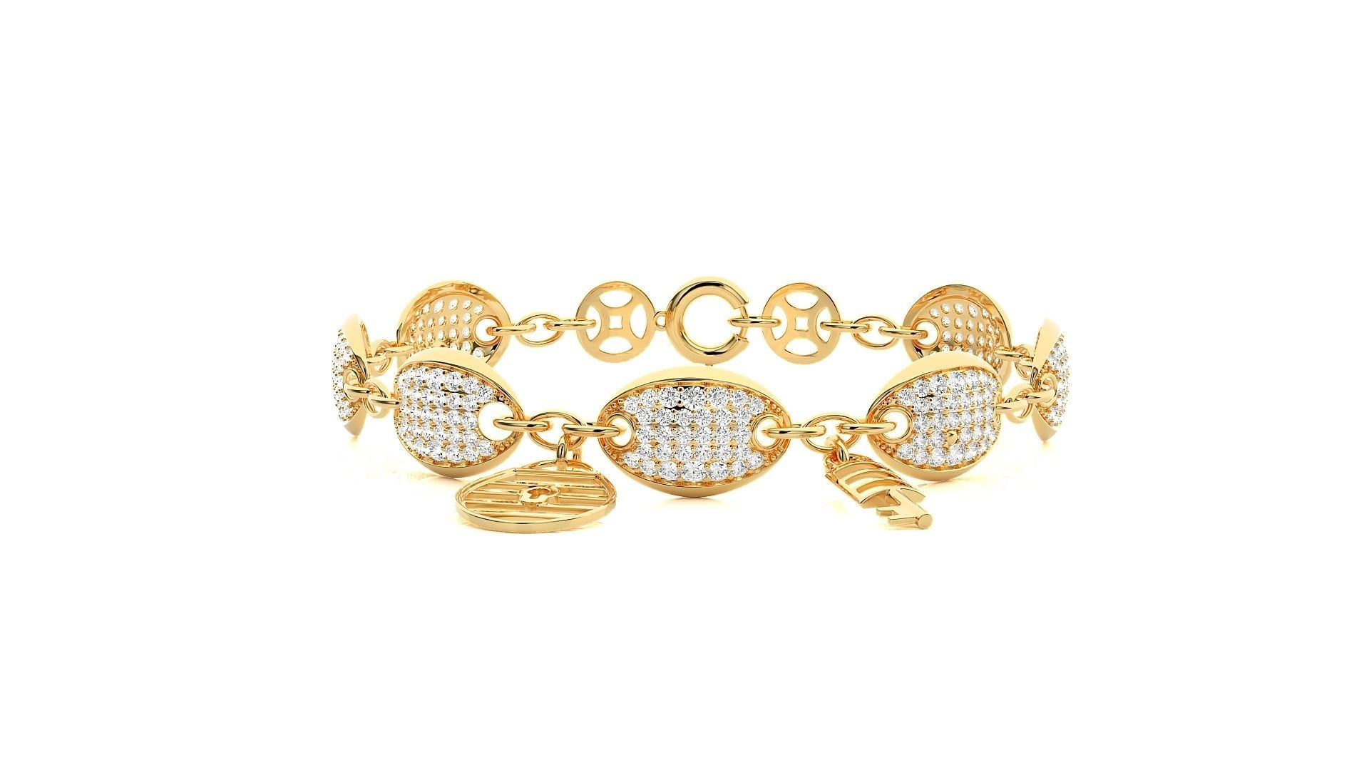 Lock and Key High Jewelry Diamond Bracelet 3dm stl renders  3D print model_18