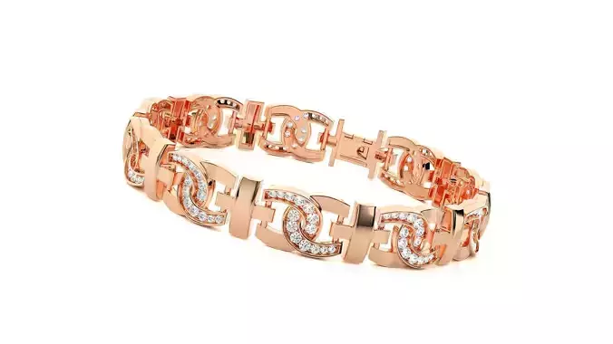Half Cuban Chain High Jewelry Diamond Bracelet 3dm stl renders