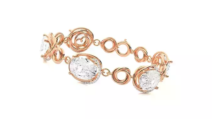 Solitaire High Jewelry Diamond Bracelet 3dm stl renders details