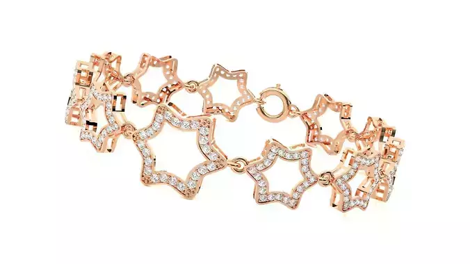 Star Link High Jewelry Diamond Bracelet 3dm stl renders details