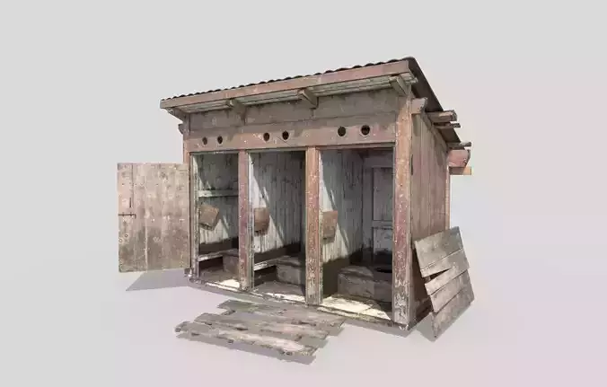 Abandoned Wooden Toilets 3D model