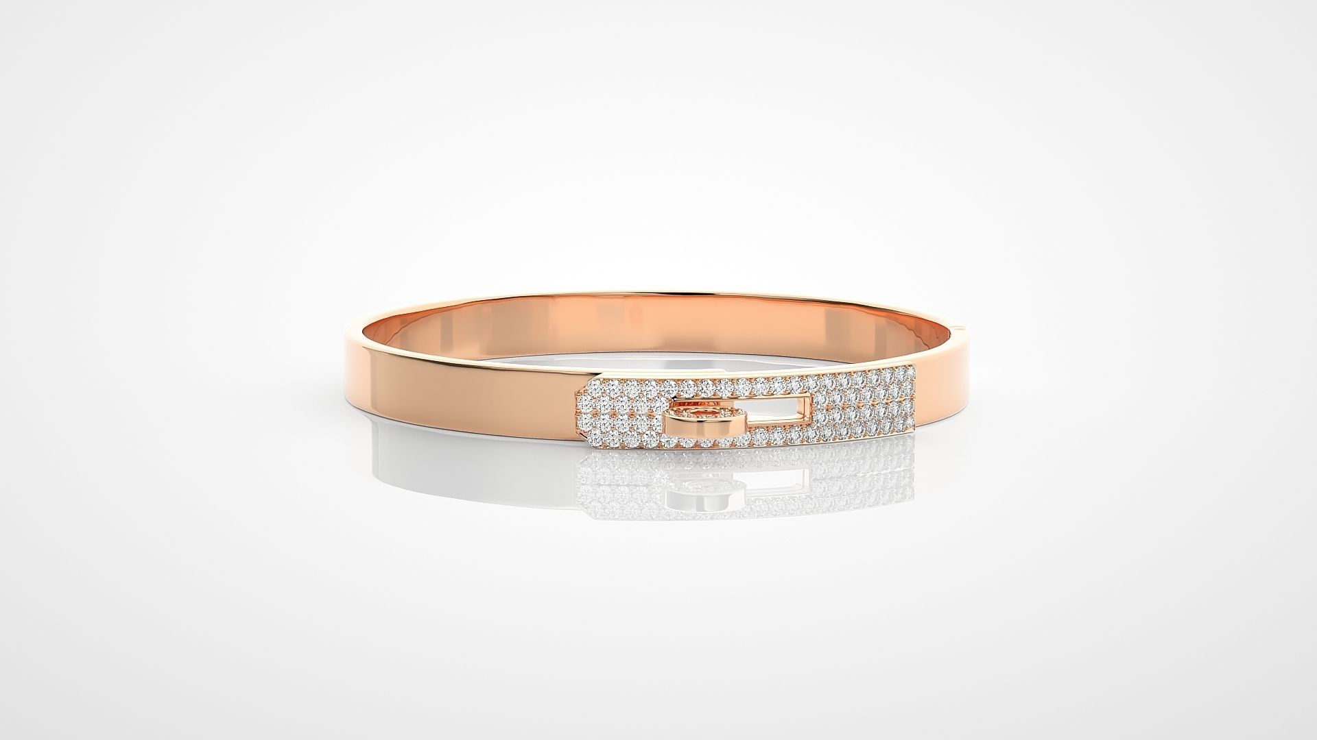 Lock Band High Jewelry Diamond Bracelet 3dm stl renders details 3D print model_5