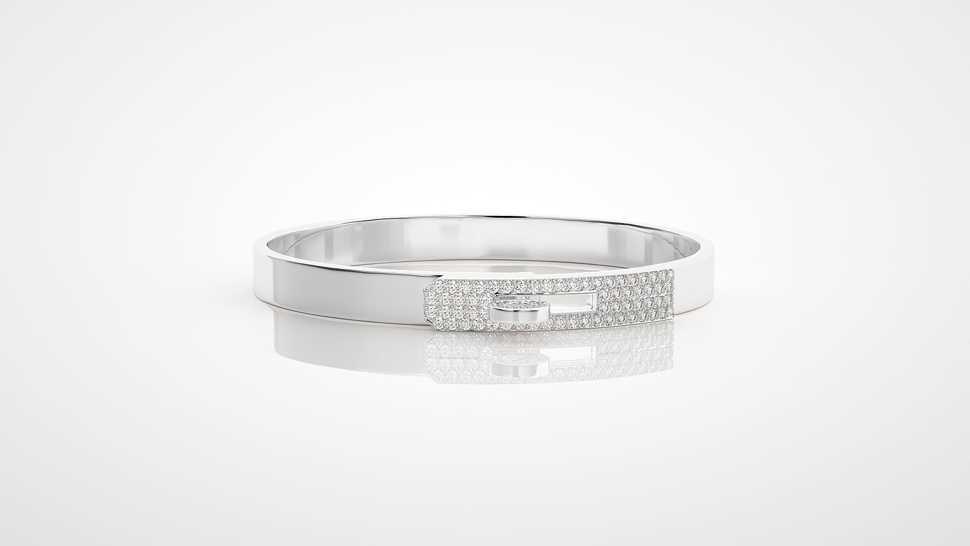 Lock Band High Jewelry Diamond Bracelet 3dm stl renders details 3D print model_8