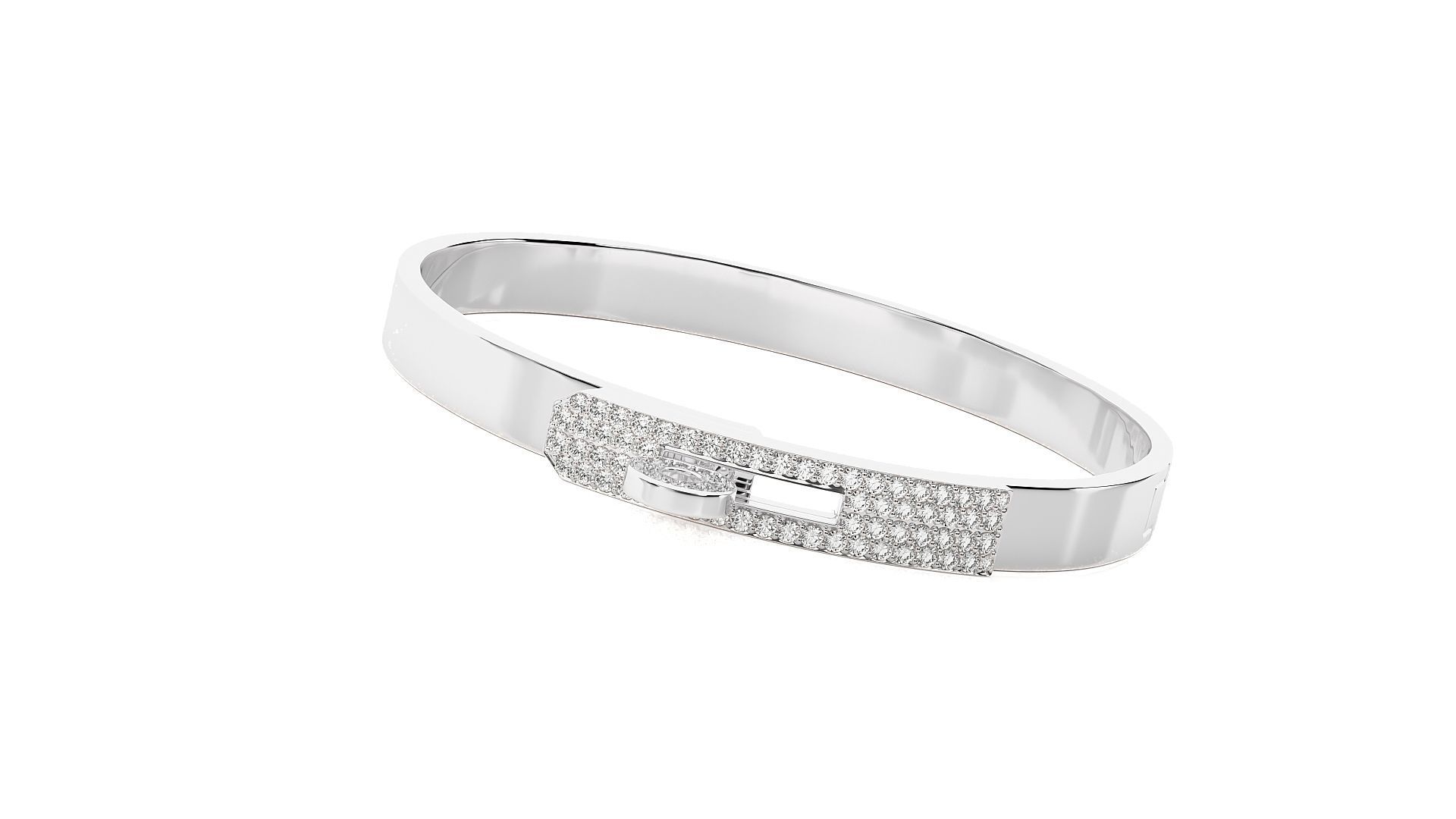 Lock Band High Jewelry Diamond Bracelet 3dm stl renders details 3D print model_1