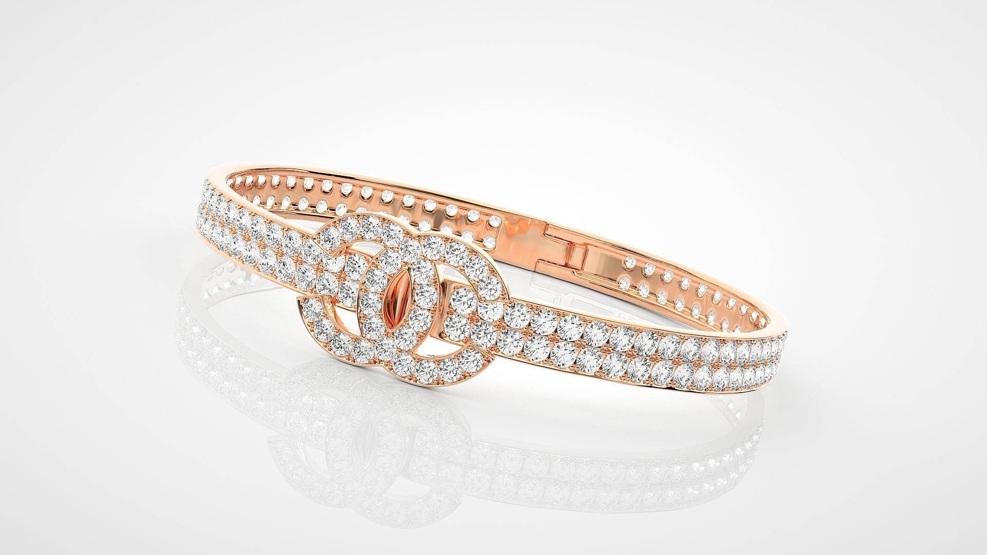 High Jewelry Diamond Bracelet 3dm stl renders details 3D print model_6