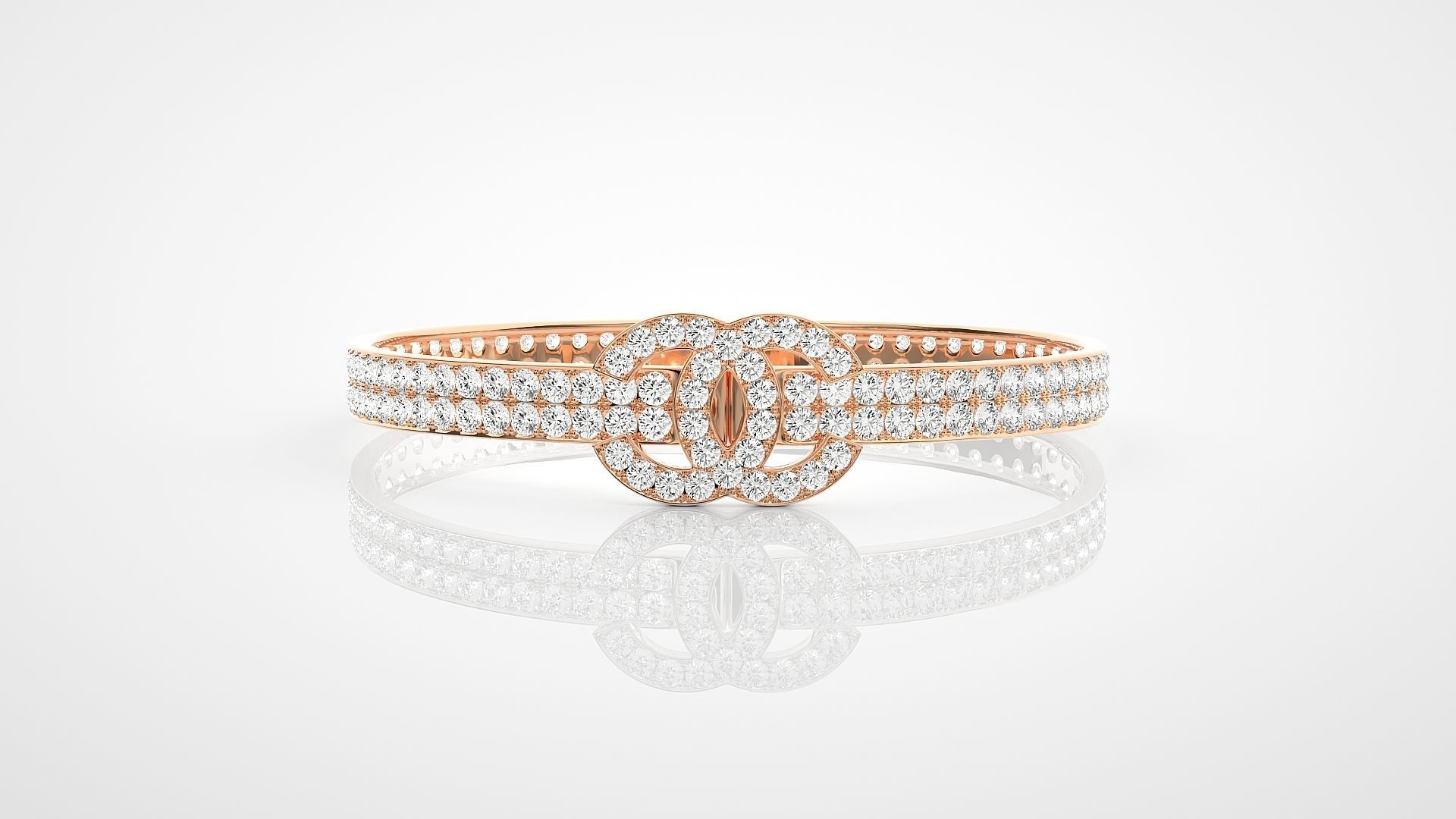 High Jewelry Diamond Bracelet 3dm stl renders details 3D print model_4