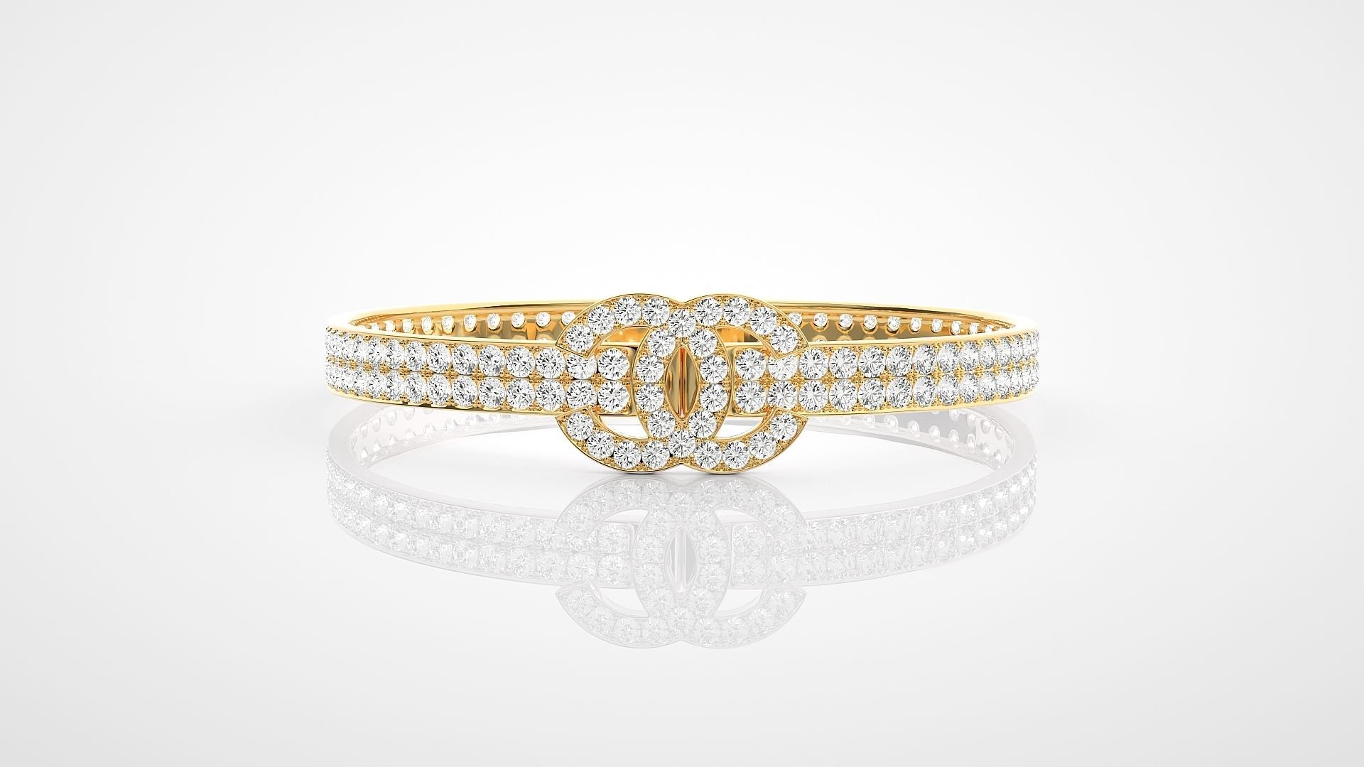 High Jewelry Diamond Bracelet 3dm stl renders details 3D print model_10