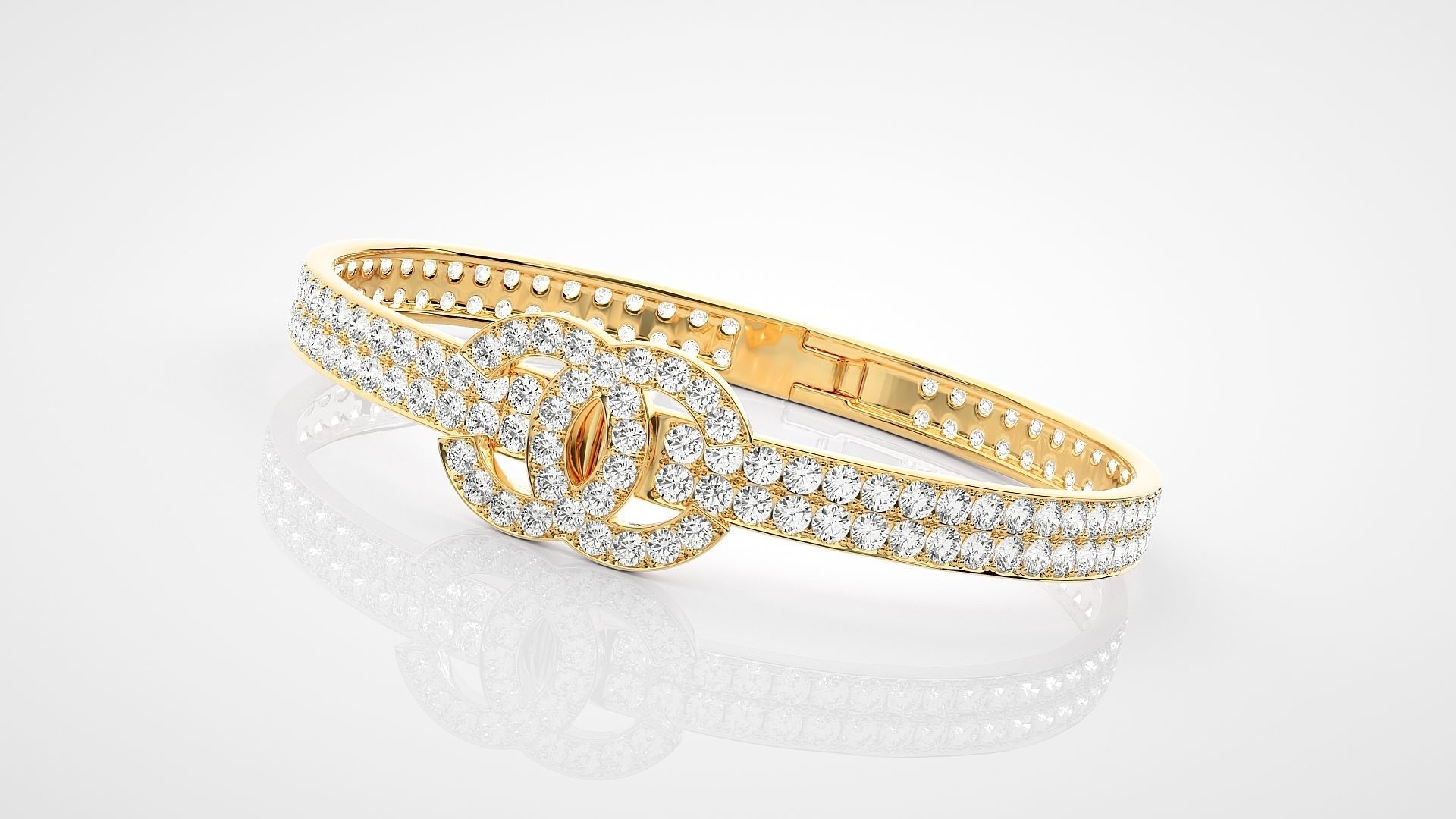 High Jewelry Diamond Bracelet 3dm stl renders details 3D print model_12