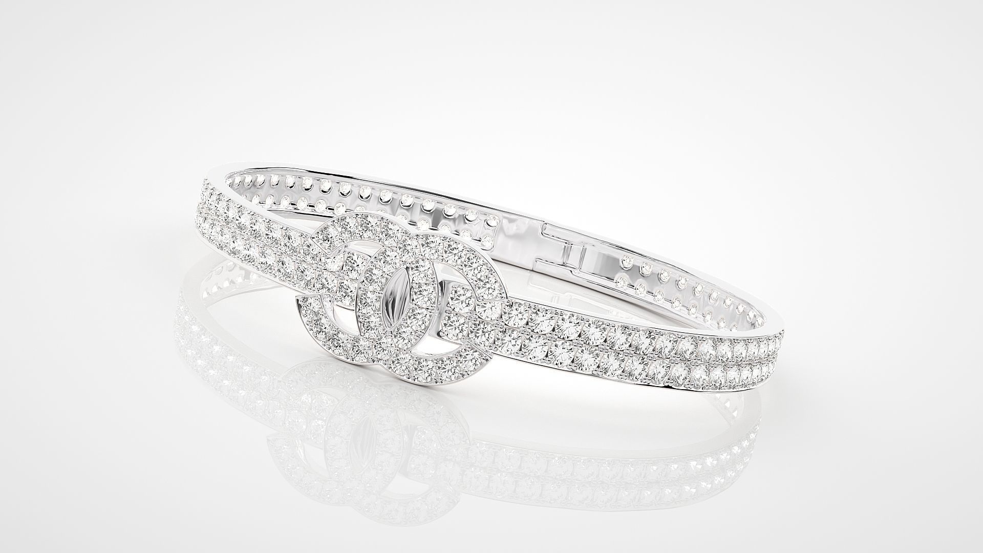 High Jewelry Diamond Bracelet 3dm stl renders details 3D print model_9