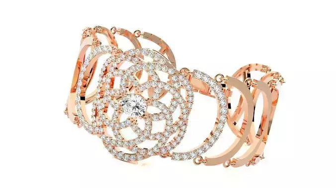Solitaire Flower High Jewelry Diamond Bracelet 3dm stl renders