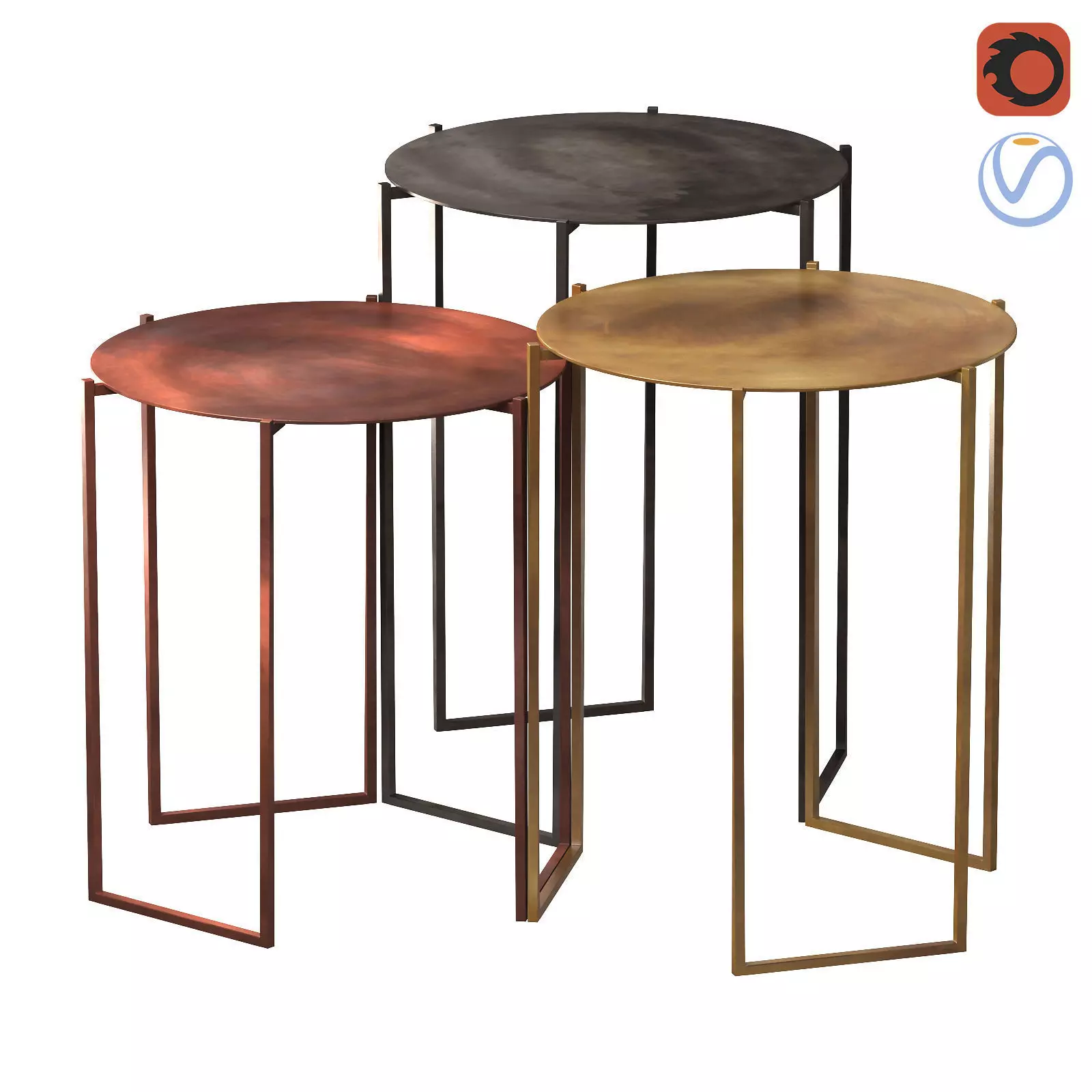 DE CASTELLI BAND Round metal coffee table 3D model_0