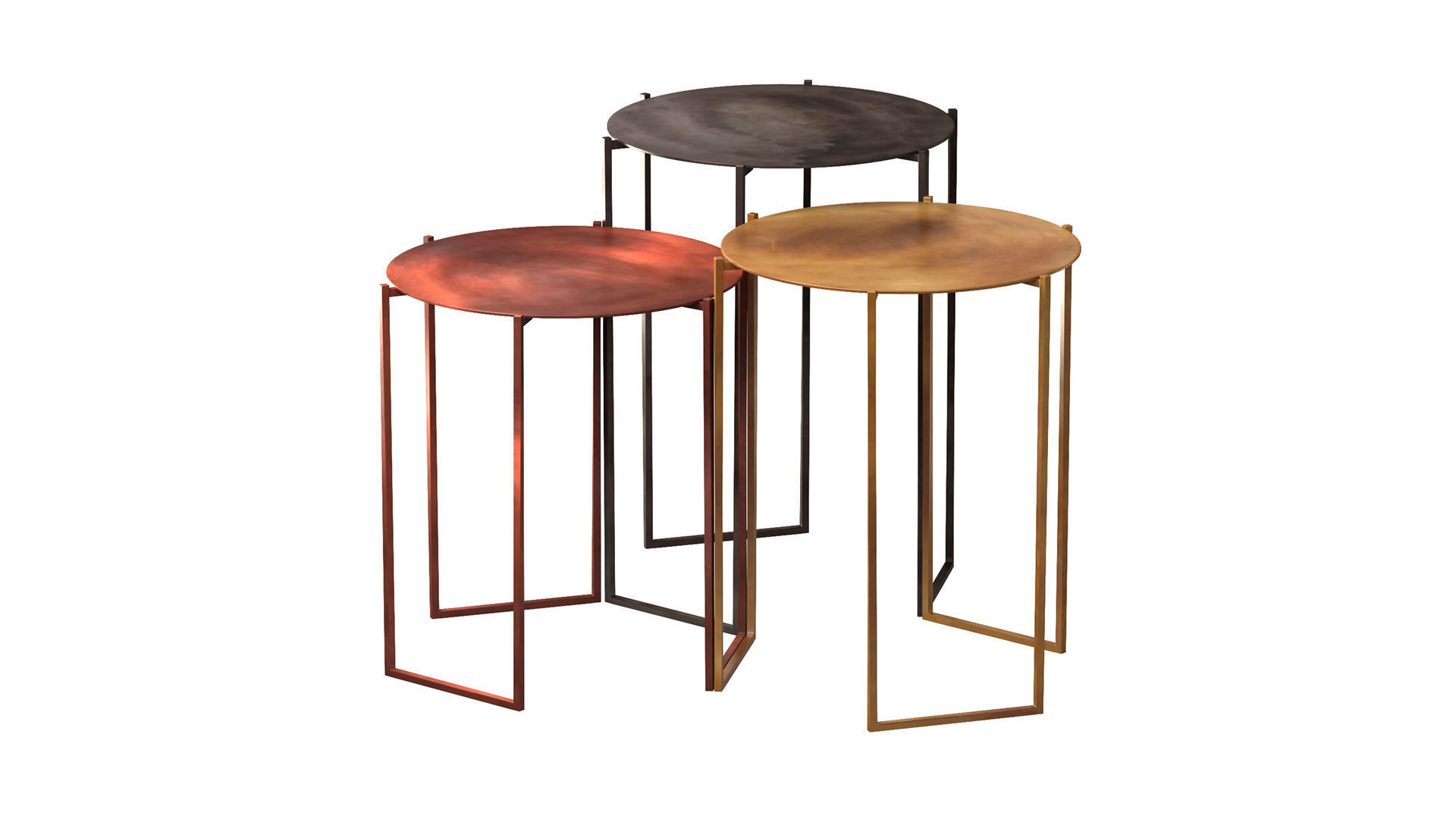 DE CASTELLI BAND Round metal coffee table 3D model_1