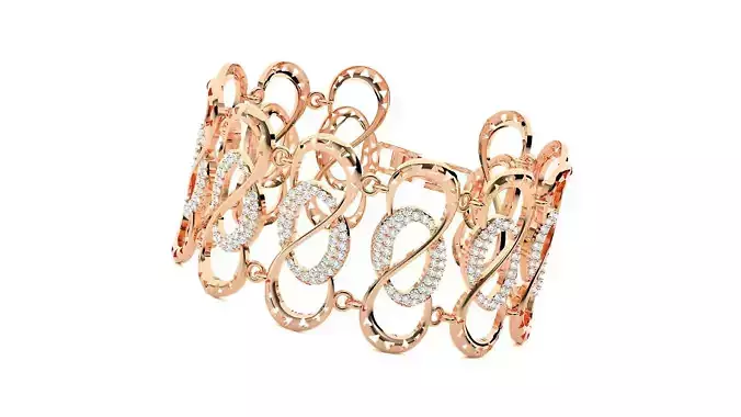 Loop Chain High Jewelry Diamond Bracelet 3dm stl renders details