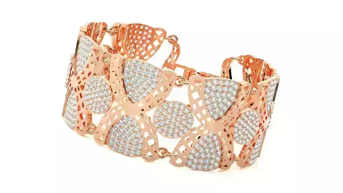 XO High Jewelry Diamond Head Bracelet 3dm stl renders details