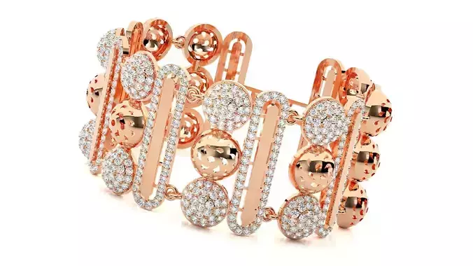 Diamond Balls High Jewelry Bracelet 3dm stl renders details