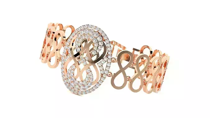 Loop Chain High Jewelry Diamond Bracelet 3dm stl renders 