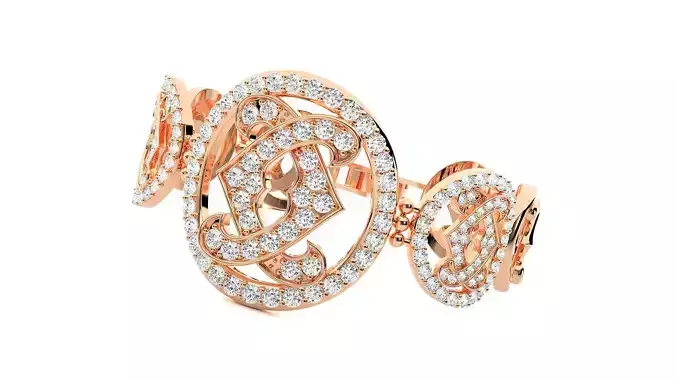 High Jewelry Diamond Bracelet 3dm stl renders details