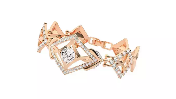 Solitaire High Jewelry Diamond Bracelet 3dm stl renders details