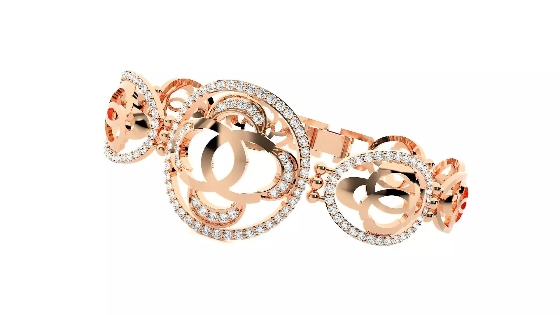 Flower High Jewelry Diamond Bracelet 3dm stl renders details 3D print model_0