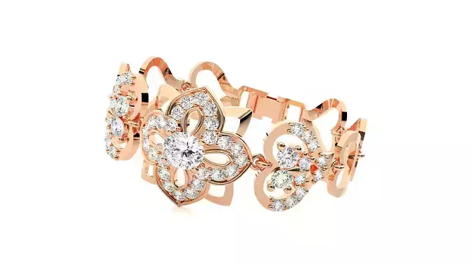 Flower High Jewelry Diamond Bracelet 3dm stl renders details 