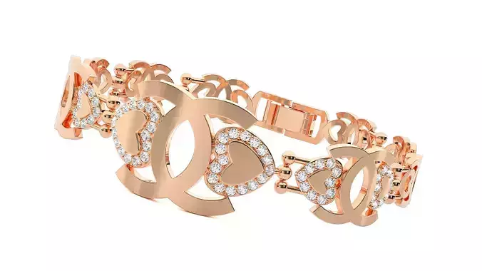Heart Love Valentine High Jewelry Diamond Bracelet 3dm stl  3D print model