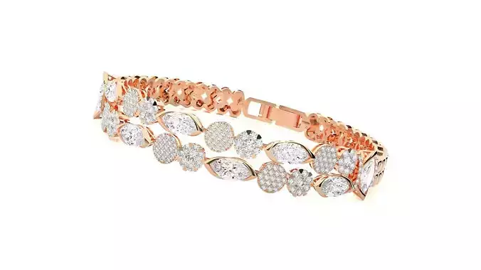 Solitaire High Jewelry Diamond Bracelet 3dm stl renders details 