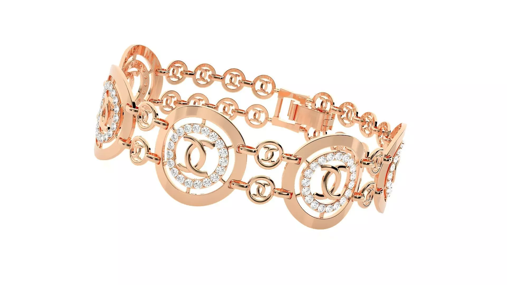 High Jewelry Diamond Chain Link Bracelet 3dm stl renders 3D print model