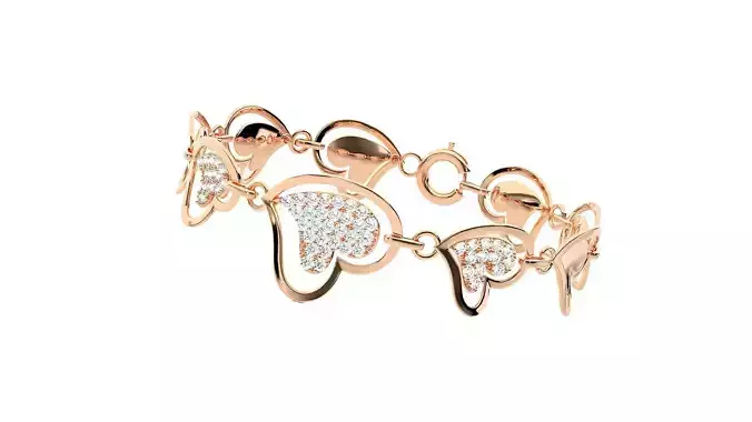 Heart Love Valentine High Jewelry Diamond Bracelet 3dm stl 3D print model