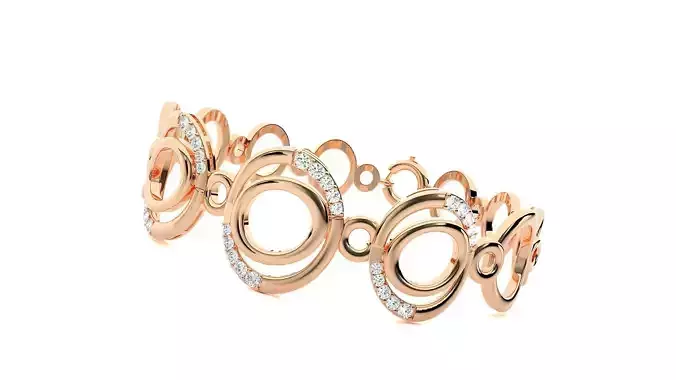 Loop High Jewelry Diamond Bracelet 3dm stl renders details 