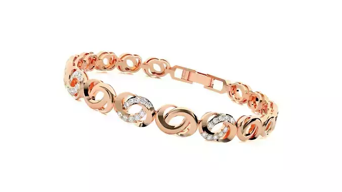 Chain Loop High Jewelry Diamond Bracelet 3dm stl renders