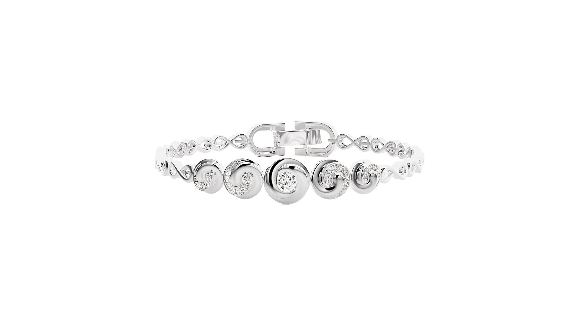 High Jewelry Solitaire Diamond Bracelet 3dm stl renders details  3D print model_7