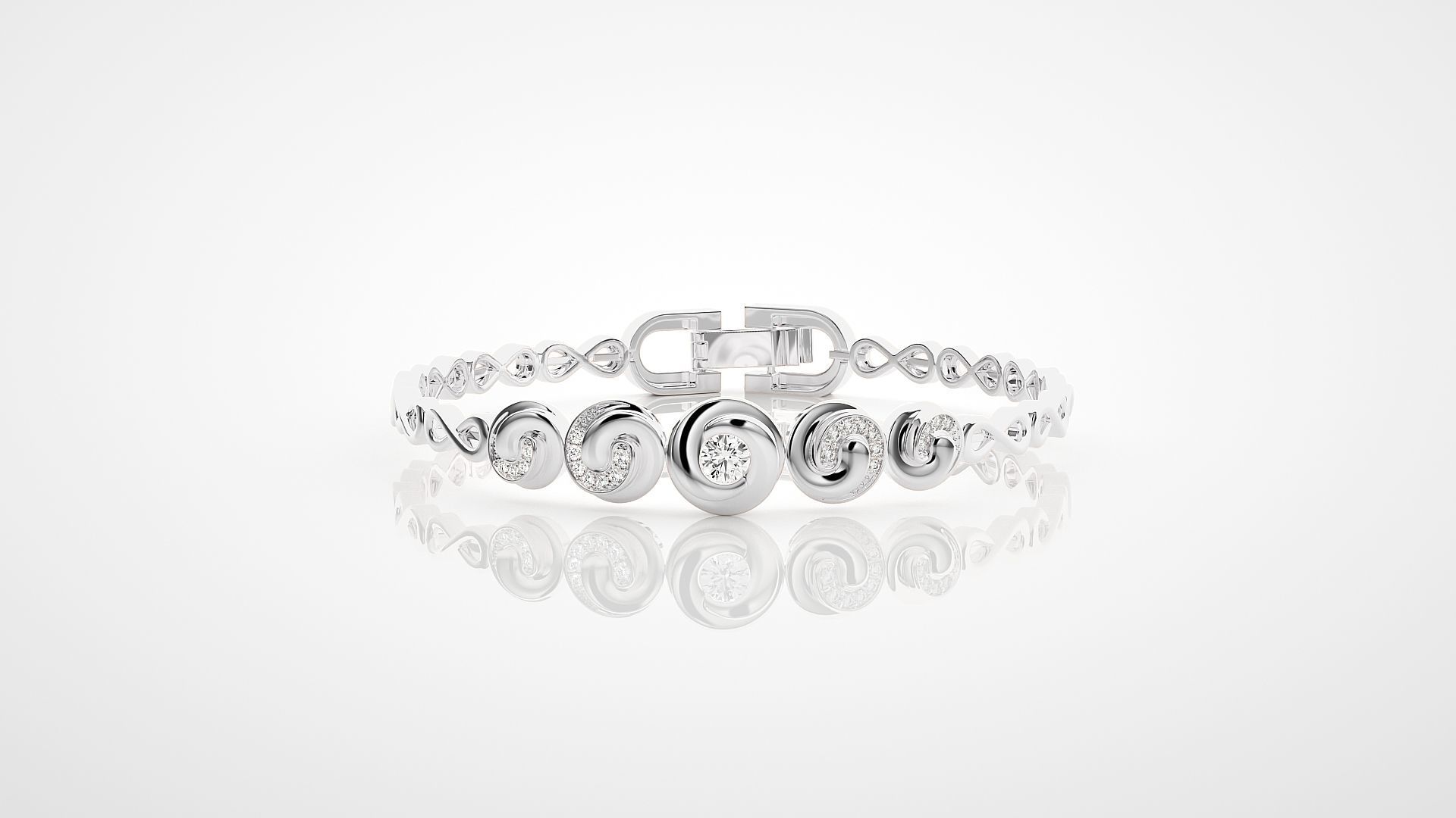 High Jewelry Solitaire Diamond Bracelet 3dm stl renders details  3D print model_8