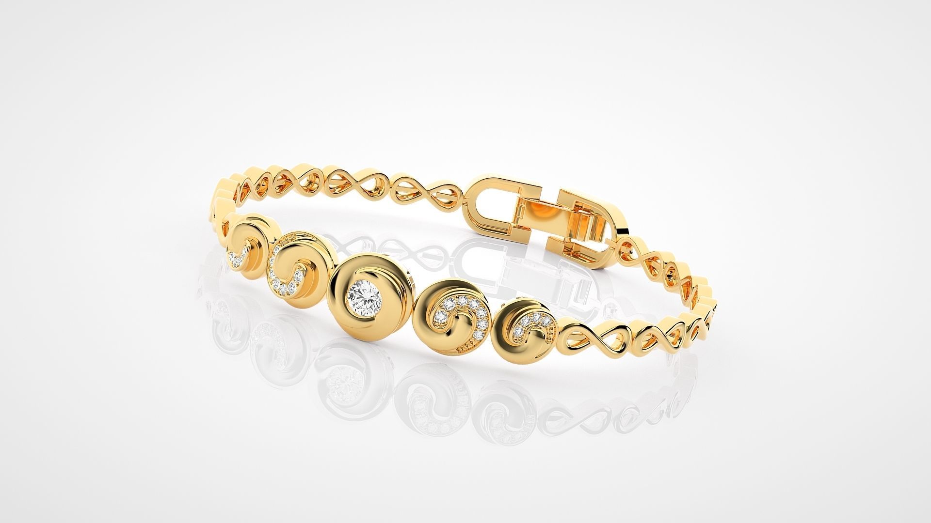 High Jewelry Solitaire Diamond Bracelet 3dm stl renders details  3D print model_12