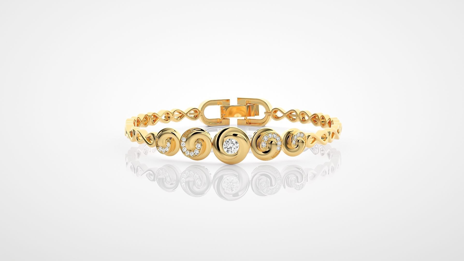 High Jewelry Solitaire Diamond Bracelet 3dm stl renders details  3D print model_10