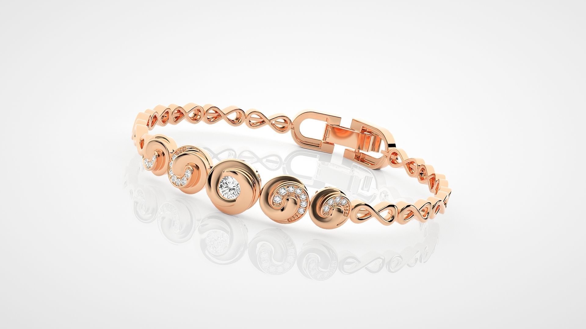 High Jewelry Solitaire Diamond Bracelet 3dm stl renders details  3D print model_6