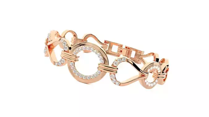 Loop High Jewelry Diamond Bracelet 3dm stl renders details 