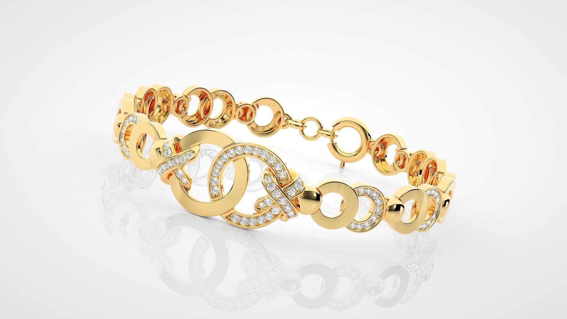  Loop Knot High Jewelry Diamond Bracelet 3dm stl   3D print model_12