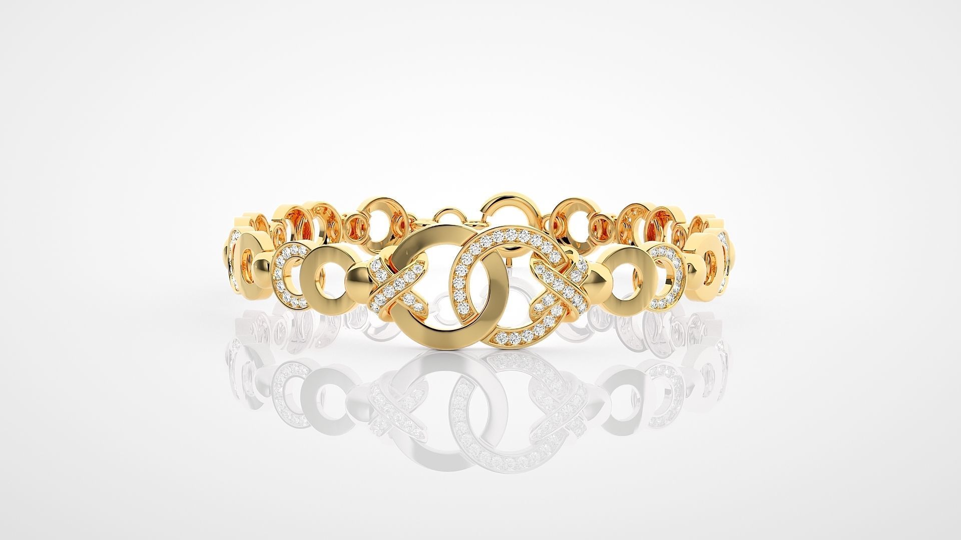  Loop Knot High Jewelry Diamond Bracelet 3dm stl   3D print model_11