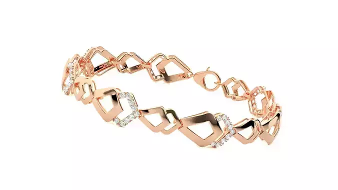 High Jewelry Chain Diamond Bracelet 3dm stl renders details 