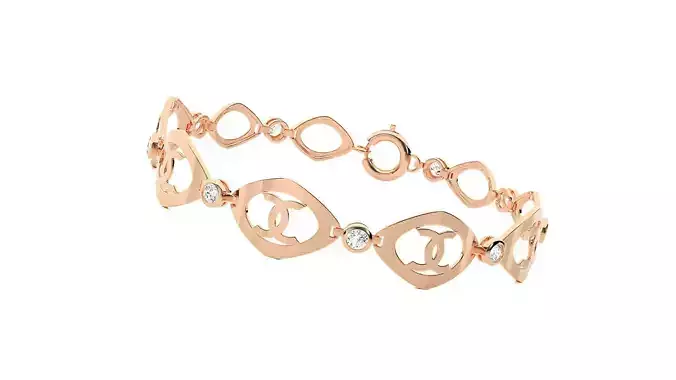 High Jewelry Solitaire Diamond Links Bracelet 3dm stl renders 