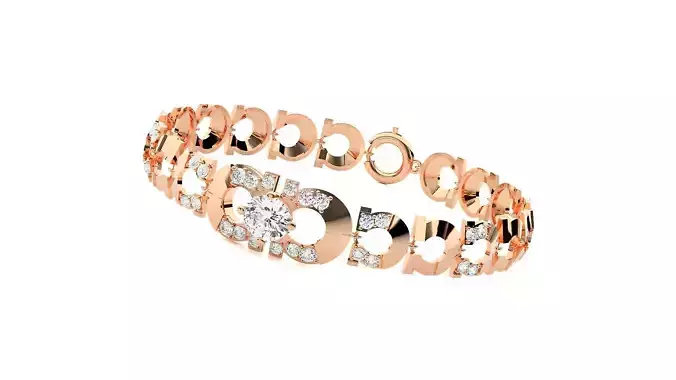 Solitaire High Jewelry Diamond Bracelet 3dm stl renders details 