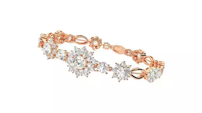 High Jewelry Solitaire Diamond Bracelet 3dm stl renders 