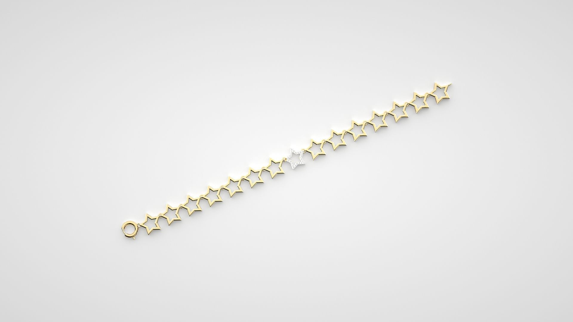 Star Chain High Jewelry Diamond Bracelet 3dm stl renders 3D print model_15