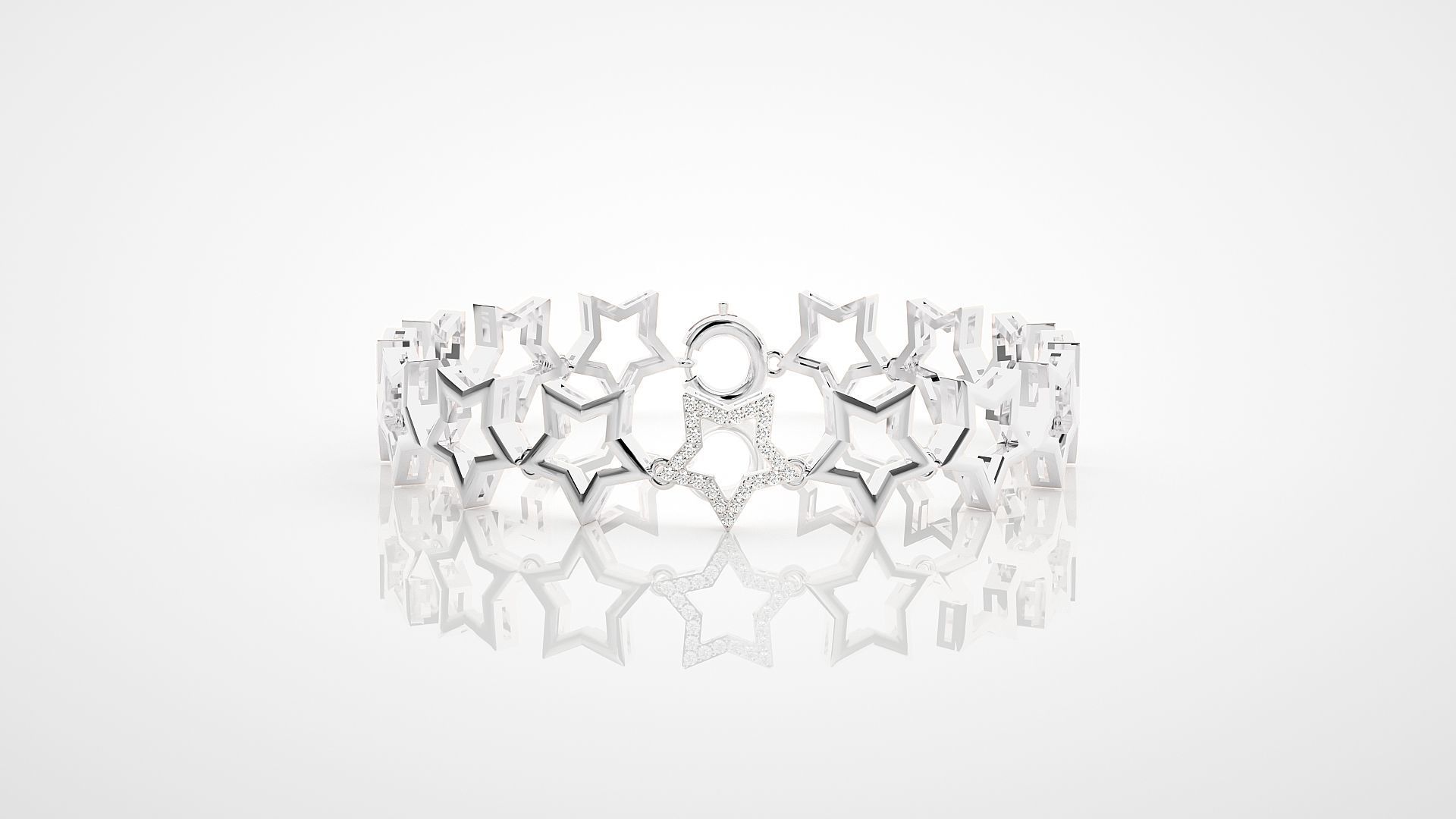 Star Chain High Jewelry Diamond Bracelet 3dm stl renders 3D print model_12