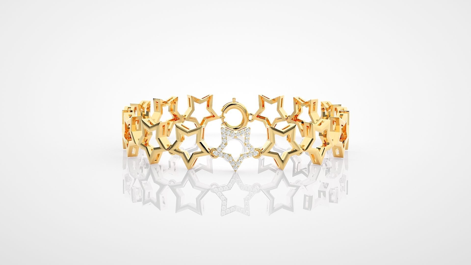 Star Chain High Jewelry Diamond Bracelet 3dm stl renders 3D print model_17