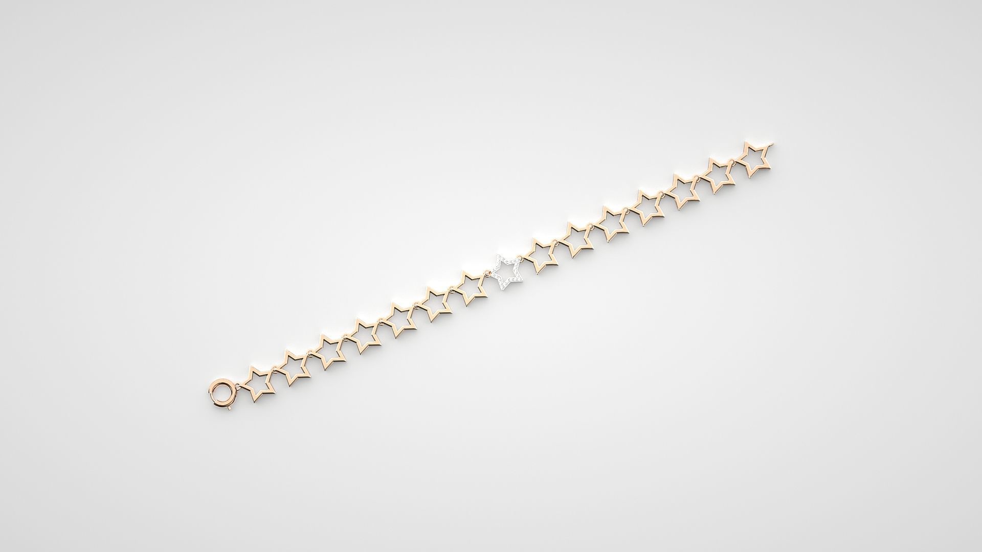 Star Chain High Jewelry Diamond Bracelet 3dm stl renders 3D print model_5